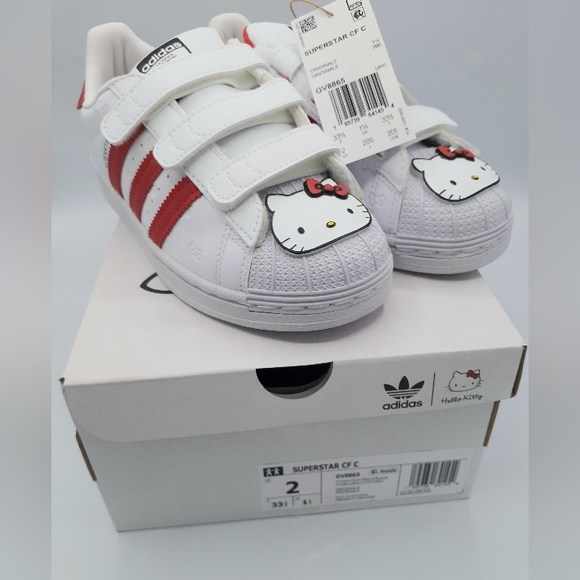 NIB ADIDAS ORIGINALS HELLO KITTY SUPERSTAR CF C KIDS GIRLS SHOES SIZE 2Y - Picture 9 of 10